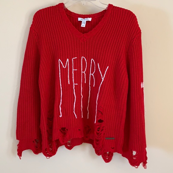 Peace Love World Sweaters - Peace Love World Red Sweater